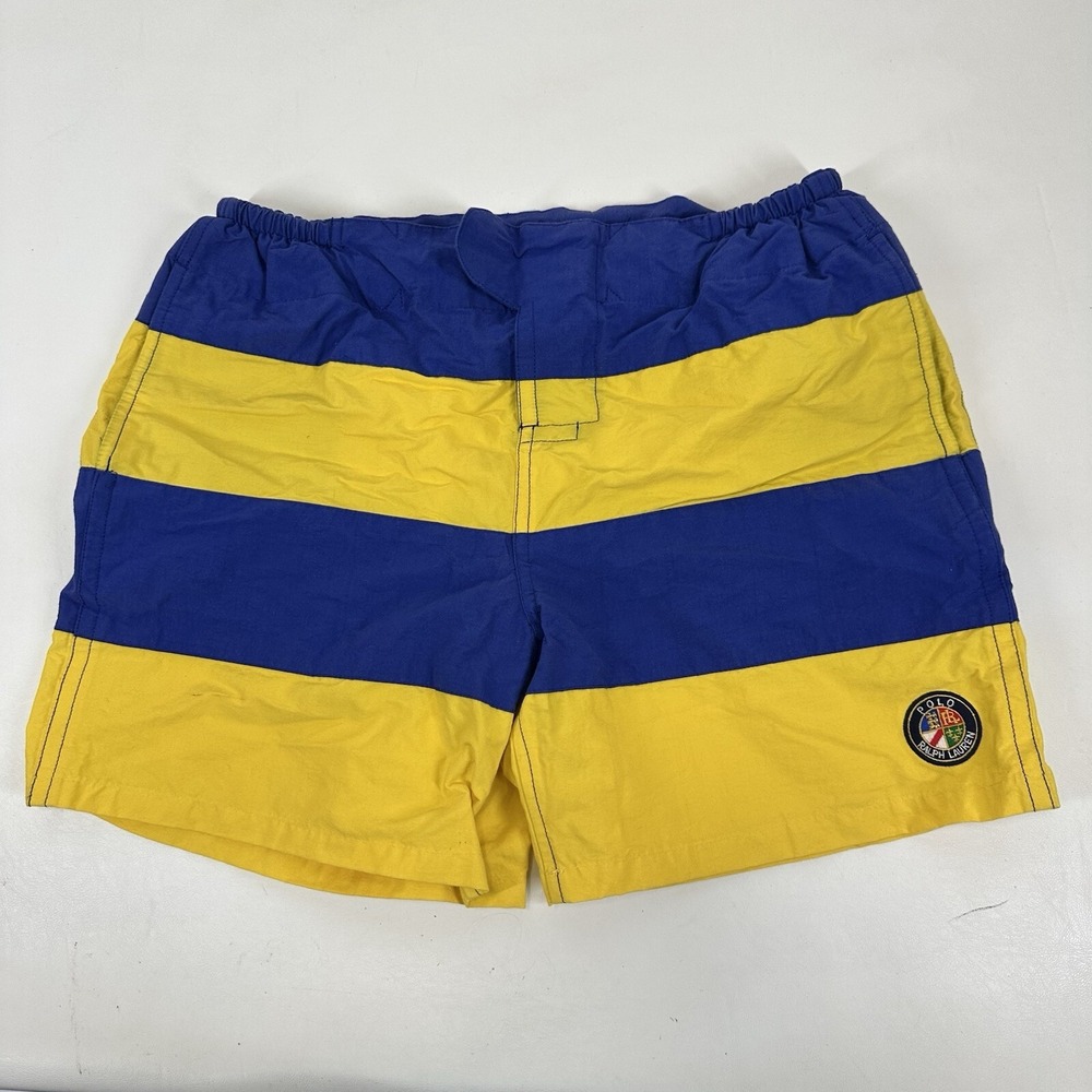 Polo Ralph Lauren Cookie Shorts Trunks Mens L Blue Yellow Striped Sailing